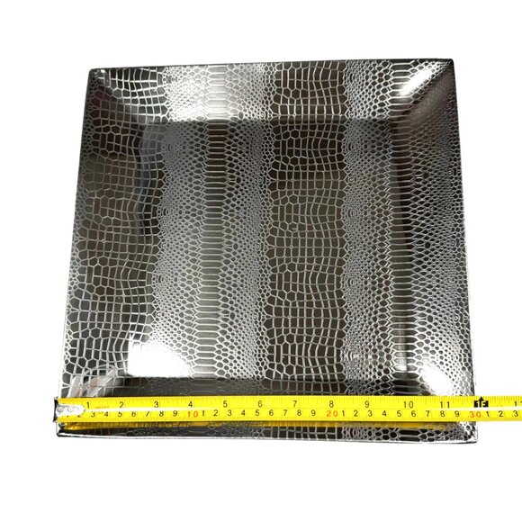 NWT GODINGER Square Silver Tray Wine Caddy Bottle Holder Snake Pattern Dining - Picture 7 of 14